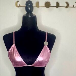 Forever 21 shiny metallic pink bralette/bikini top - Large NWT